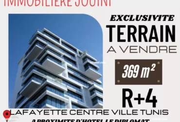 Terrain 369 m2 à Lafayette Centre ville Tunis