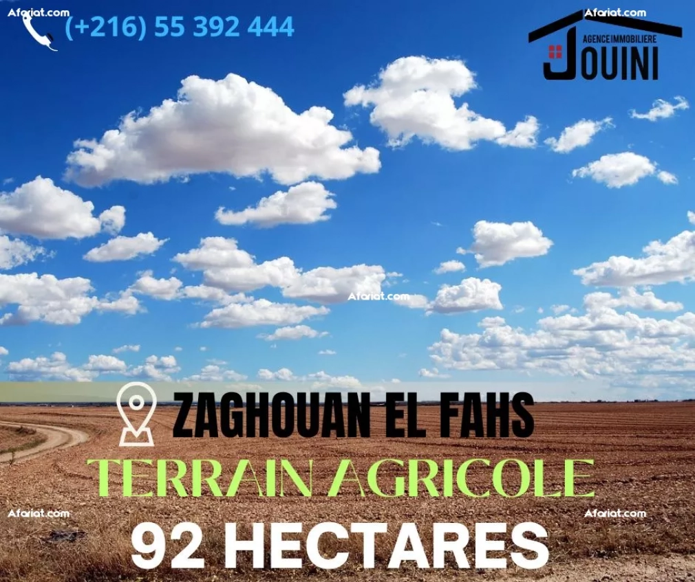 Henchir 92 hectares a el fahs zaghouan