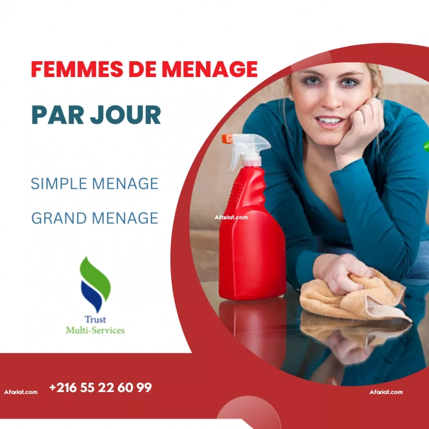 FEMME DE MENAGE  PAR JOUR A ARIANA