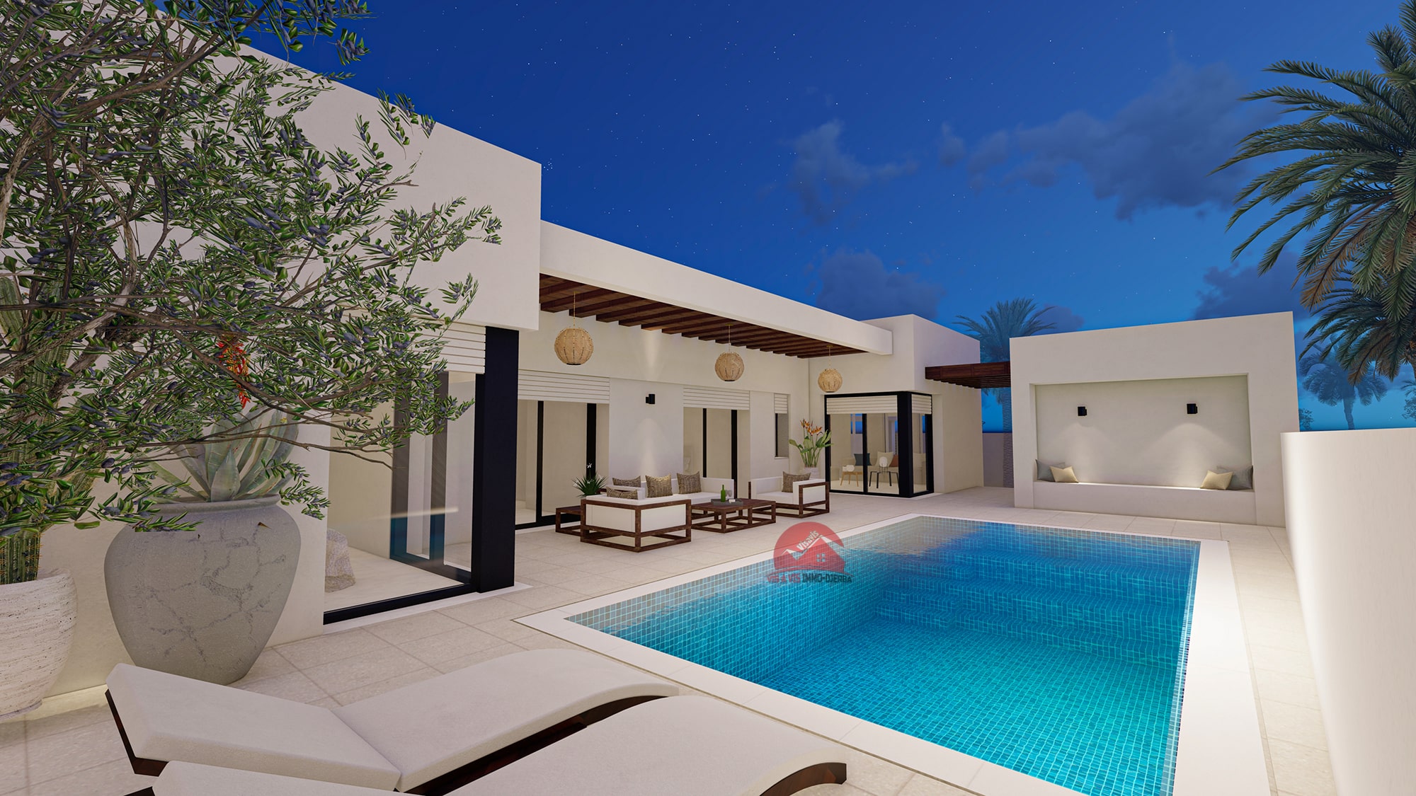 VILLA EN U ET PISCINE PRIVÉE À HOUMT SOUK DJERBA – RÉF P653