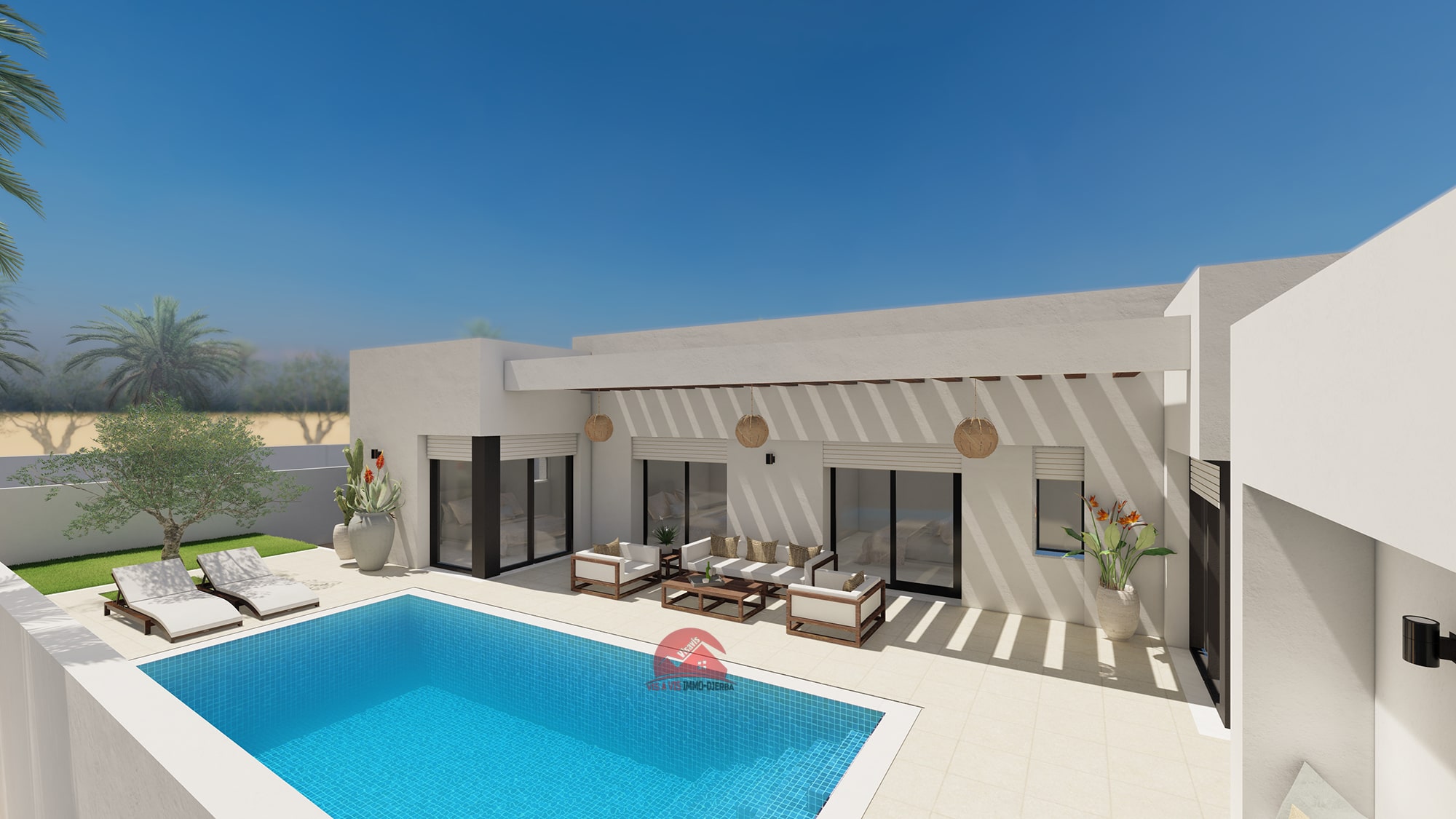 VILLA EN U ET PISCINE PRIVÉE À HOUMT SOUK DJERBA – RÉF P653