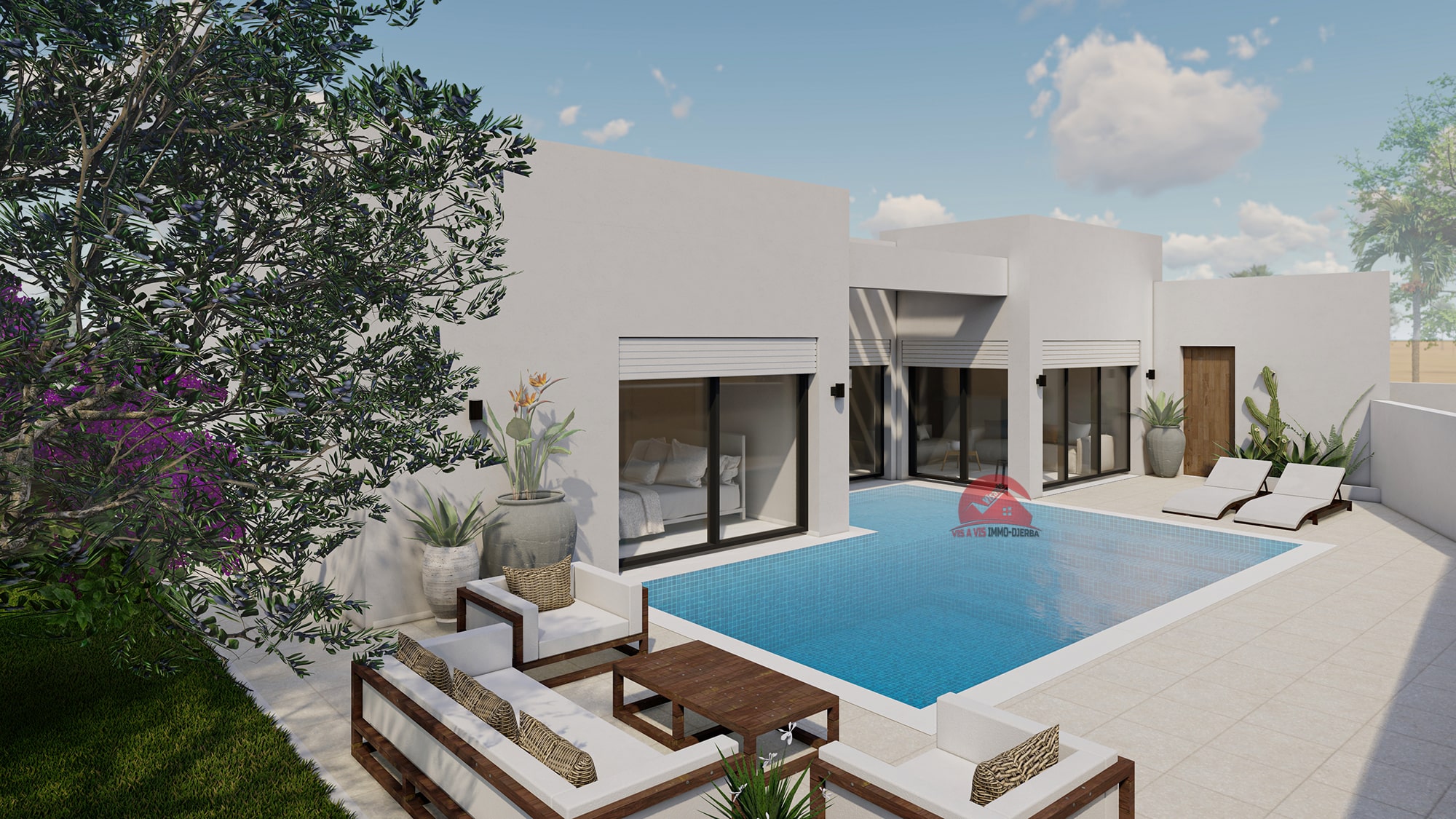 VILLA CLÉ EN MAIN AVEC PISCINE À DJERBA TUNISIE – RÉF P652